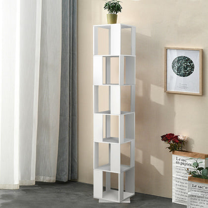 6 Tier Corner Slim Cabinet Shelf Cupboard Storage Living Room Bedroom Home White