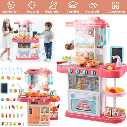 Large Electronic Kids Kitchen Pretend Play Set w/ Lights & Sounds, Spraying Mist