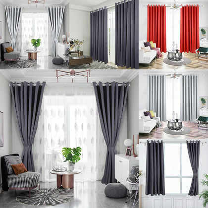 Blackout Curtains Thermal Ready Made Eyelet Ring- Energy Saving + Free Tie Backs