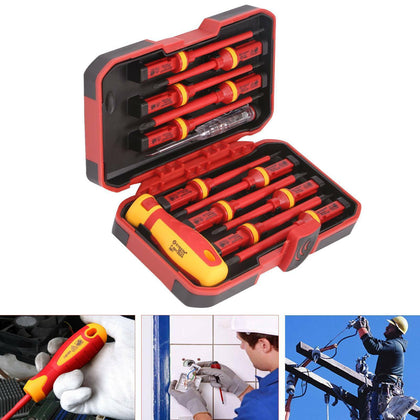 13pc Electricians Hand Screwdriver Set Tool 1000V Electrical Fully Insulated Kit