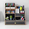 DIY Wooden Assembled Desk Table Organizer Office Pen Rack Wood Gift Pen Holder