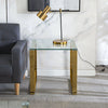 Modern Gold High Gloss Glass Table Side Table Coffee Table Display Chorme Legs