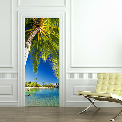 Tropical island door mural Self-adhesive Stickers European Standard 88cmx200cm