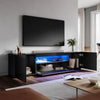 High Gloss 200cm Black TV Stand Cabinet Unit Living Room Furniture with RGB LED