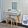Dressing Table Wooden Vanity Makeup Desk w/LED Mirror,Drawers&Stool Cold/Warm