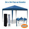 3X3m Pop-up Gazebo Marquee Canopy Outdoor Garden Party Wedding Tent Blue