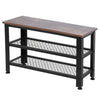 Industrial Shoe Bench Rustic Hallway Furniture Vintage Metal Shoe Rack 3 Shelves