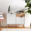 White & Oak Effect Small Sideboard Living Room Home Decor 3 Drawer