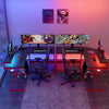 50" L Shaped Gaming Computer Desk with LED Rivisible Student Writing Table