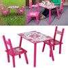 Pink 2 Chairs Flowers Kids Childrens Wooden Garden or Inside Table Set