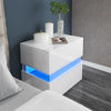 White High Gloss Bedside Table Cabinets Nightstand Chest of Drawers LED Light UK