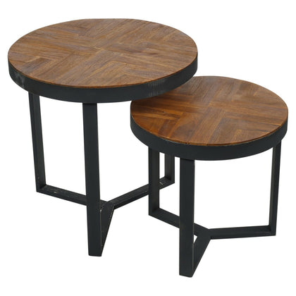 2pc Teak Wood Nesting Side Table Coffee Centrepiece Living Room Indoor Furniture
