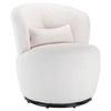 Teddy fabric Swivel Chair, Round Accent Armchair, 360° Swivel Barrel Chair White