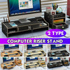 2 Tier Computer Monitor Stand Display PC/TV Screen Riser Desk Wooden Shelf Rack