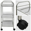 Kitchen Service Cart Trolley 3-Tier Rolling Utility Stainless Steel Frame Silver