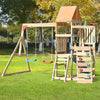 Kids Wooden Swings Slide Set Climbing Wall Frame Garden Play With Slide Sandpit