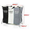 3 COMPARTMENT LAUNDRY CLOTHES WASHING STORAGE BIN BASKET HAMPER DARK LIGHT COLOR