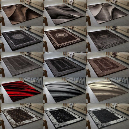 MODERN DESIGN RUG SILVER BLACK SOFT LARGE LIVING ROOM FLOOR BEDROOM CARPET RUGS