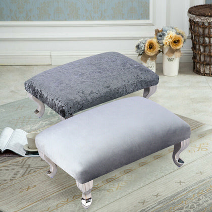 Silver/Grey Footstool Crushed Velvet Pouffe Foot Rest Stool Ottoman Bench Chair