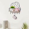 Metal Wire Shelf With Hooks Wall Mounted Hallway Storage Rack Clothes Hanger