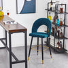 Velvet Bar Stool Modern Breakfast Bar Chair Kitchen Barstool Backrest Metal Legs