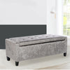 Button Storage Ottoman Crushed Velvet Box Upholstered Footstool Bench Bedroom