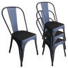 Set 2 Tolix Style Metal Dining Chairs Black/Grey Industrial Home Garden Chairs