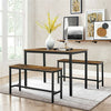 Dining Table Set & 2 Benches Outdoor Wooden Beer Table Chair Trestle Garden Pool