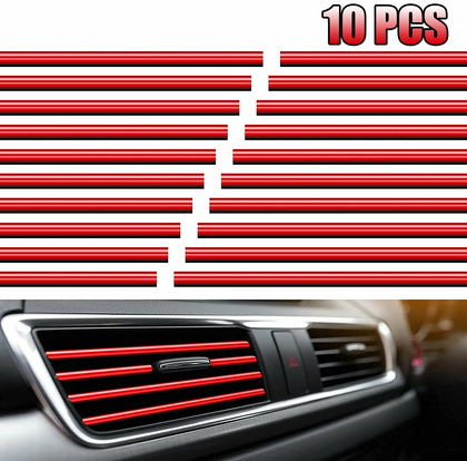 10x Auto Car Accessories Air Conditioner Outlet Decoration Strip Universal RED