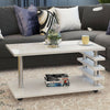 5 Tiers Coffee Table High Gloss Pillar LED Lights Sofa End Table for Living Room