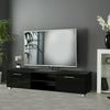 Modern TV Unit Cabinet Black Stand High Gloss Doors 140cm Long With Storage