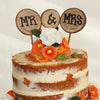 Wedding Cake Topper Personalised Mr & Mrs Table Decoration Favour Rustic Wood 3p