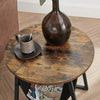Industrial Style Coffee Table Rustic End Side Metal Magazine Pocket Metal Round