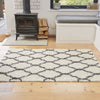 Cream White Deep Boho Moroccan Trellis Shaggy Rug Non Shed Living Room Rugs