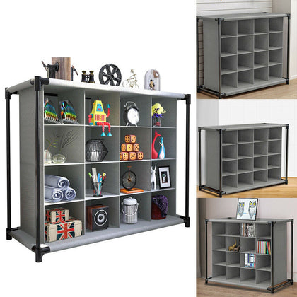 4 Tier Cube Shoe Rack Storage Cabinet Dustproof Book Shelf Display Stand Holder
