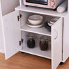 Rolling Kitchen Trolley Microwave Cart 2-Door Cabinet Shelves White