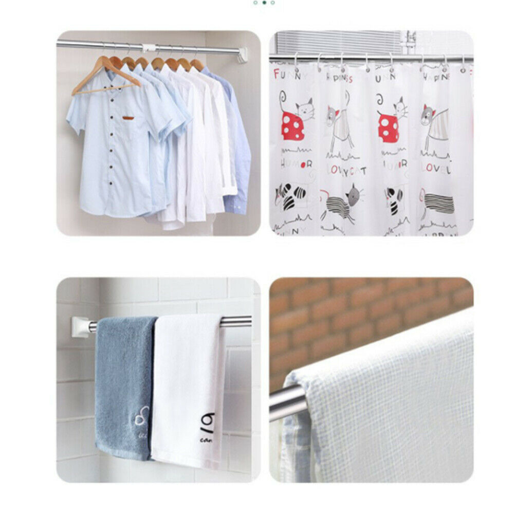 Telescopic Shower Curtain Rail Extendable 5380cm Pole Rod Bath Chrome Quildinc