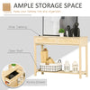 Console Table w/ Storage Shelf 2 Drawers for Entryway Bedroom Natural