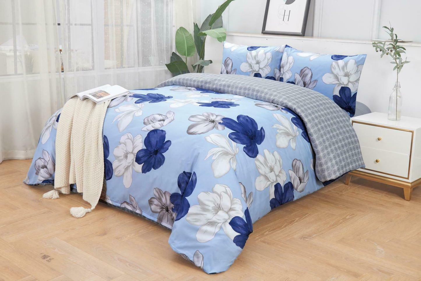 Luxury Floral Duvet Cover Pillowcase Quilt Bedding Sets Single Double King Size
