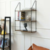 3 Tier Shelf Wall Hanging Shelves Metal Frame Wooden Shelf Storage Display Rack