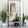 Clothes Rail With Shoe Rack Storage Shelf Hooks Feet Metal Clothes Rack Black