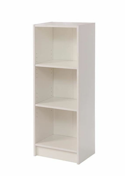 White Bookcase 3 Tier Narrow Shelving Storage Unit Living Room Bedroom