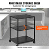 Printer Stand 3-Tier Rolling Printer Cart with Hooks and Storage Shelves