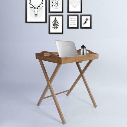 Durable Bamboo Folding Wood Tray Dinner Table Coffee Serving Snack Tea Stand