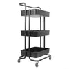 Kitchen Trolley Cart 3 Tier Mesh Shelf Handle Rolling Wheels Useful Storage Rack