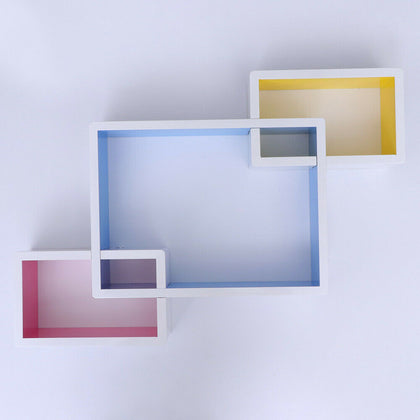 High Density Board Floating Wall Shelf Shelves Colorful Display Storage Unit