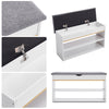 Wooden Ottoman Shoes Storage Rack Bench Padded Grey Seat Cabinet Cupboard Stand
