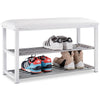 3-Tier Hallway Bench Shoe Rack Stand Seat Organiser With Upholstered Seat White