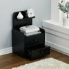 Bedside Cabinet with 2 Drawer Space Save Nightstand Table And Open Storage Shelf