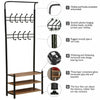 Clothes Heavy Duty Hanging Rail Clothing Coat Stand with Shoe Rack Shelf 2-Color